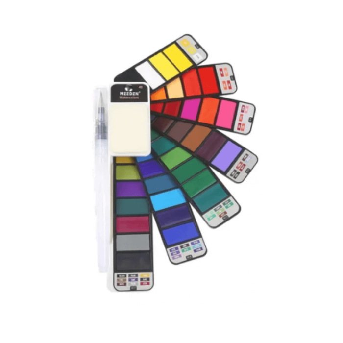 Juego de acuarelas en forma de abanico 33 colores