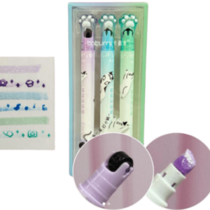 Resaltador metalico con glitter mas Sello rodillo huella x3