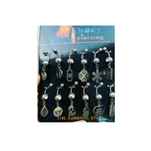 Pack 12 piercing ombligo con dije