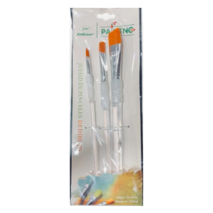 Set de 3 pinceles chatos mango acrilico