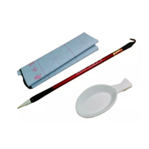 Set caligrafia oriental pincel tintero papel