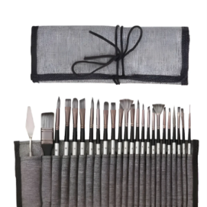 Set 24 Pinceles Brocha Espátula Acrílico Acuarela Óleo Kleur Gris Oscuro 23826