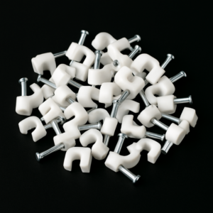 Sujetacable con clavo cabeza redonda