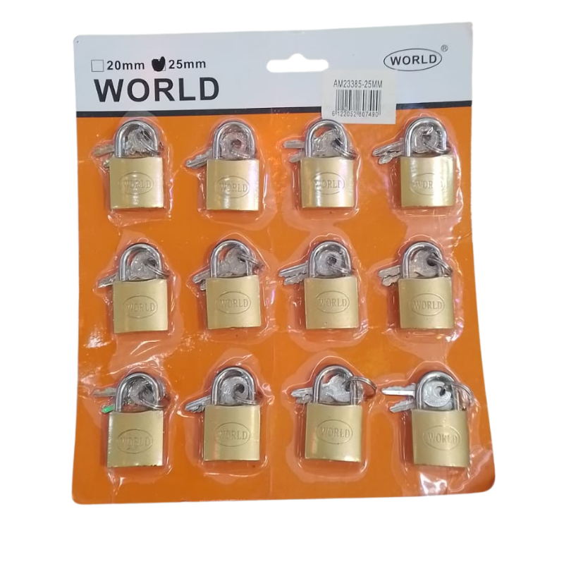 12 candados de 25 mm World con llave